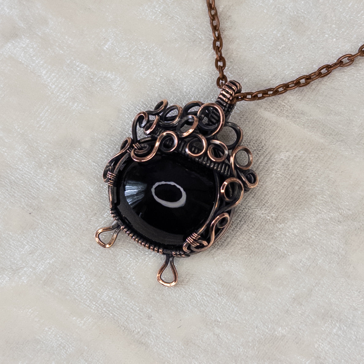 Rainbow Obsidian “Bubbling Cauldron” Antiqued Copper Pendant