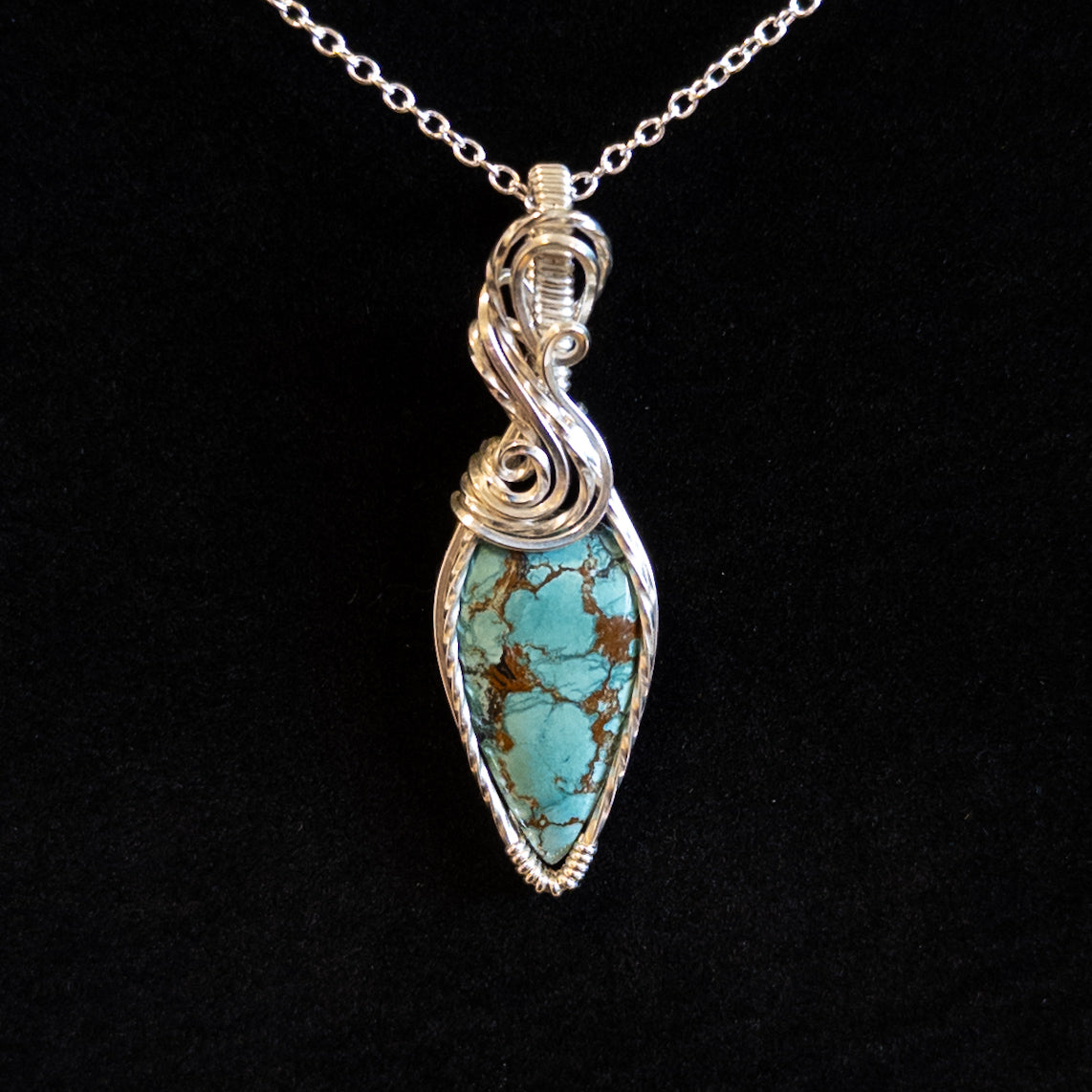 Hubei Turquoise & .925 Sterling Silver Pendant