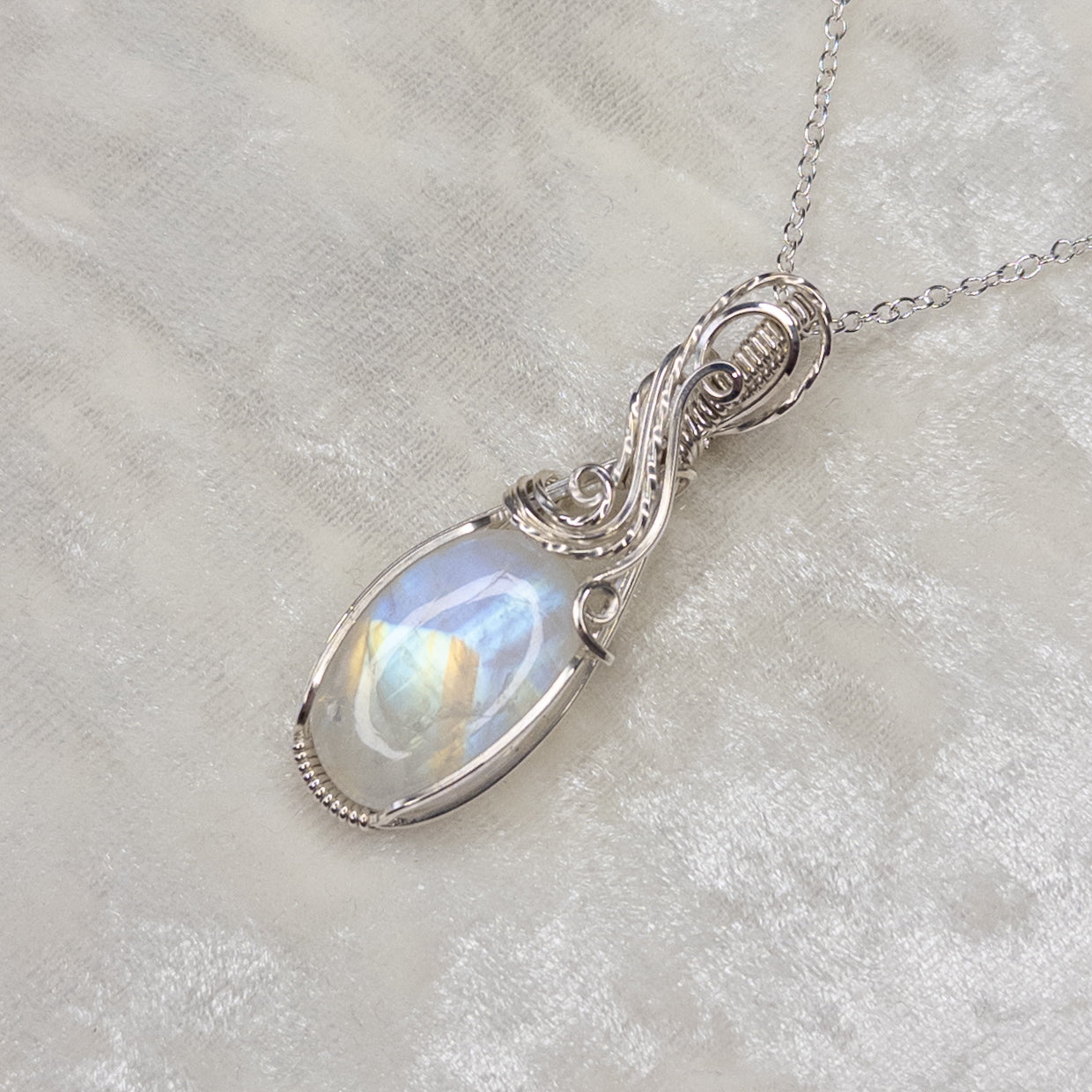 Rainbow Moonstone .925 Sterling Silver Pendant