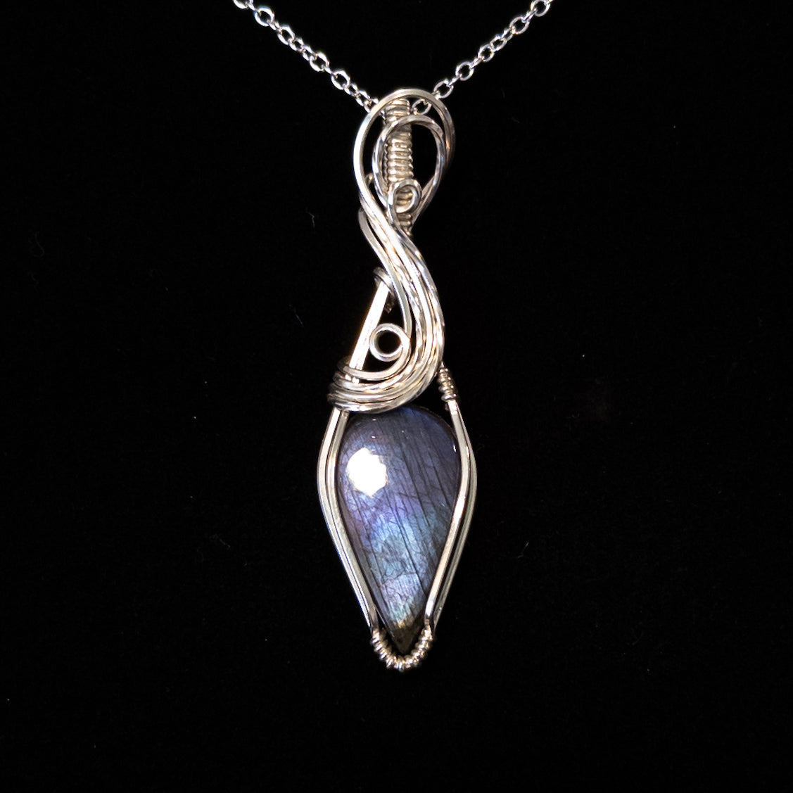 Purple & Blue Labradorite .925 Sterling Silver Pendant
