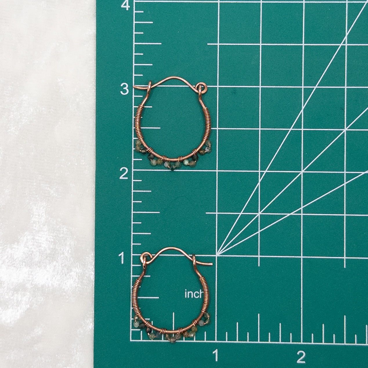 Moss Agate Copper Hinged Hoop Earrings