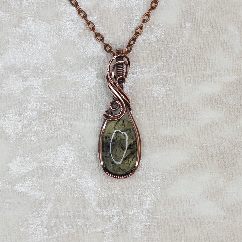 Prehnite Antiqued Copper Pendant