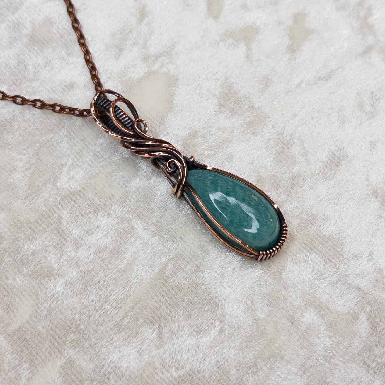 Amazonite Antiqued Copper Pendant