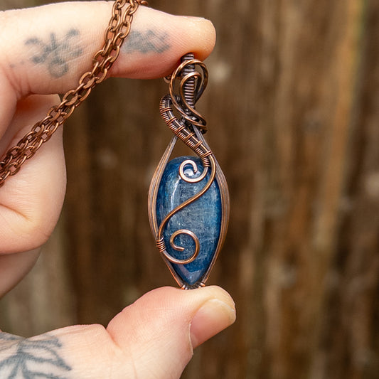 Blue Kyanite Copper Wrapped Pendant