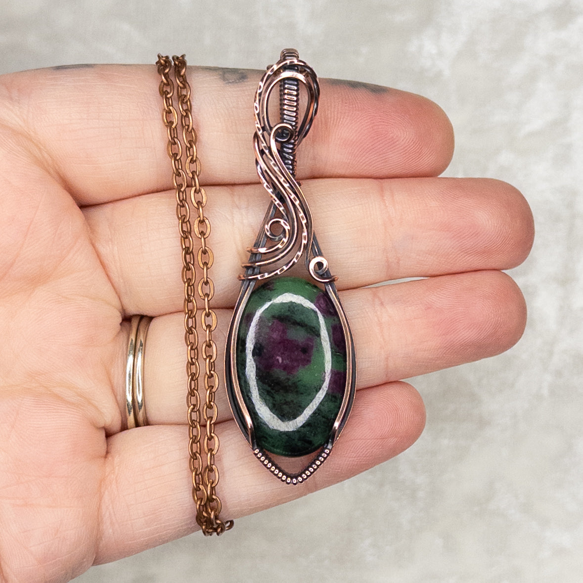 Ruby in Zoisite Antiqued Copper Pendant