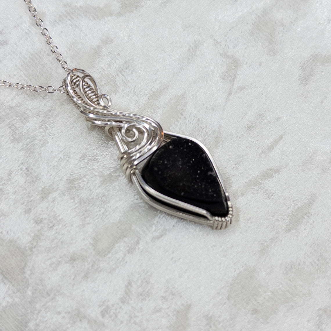 Black Druzy Agate & .925 Sterling Silver Pendant