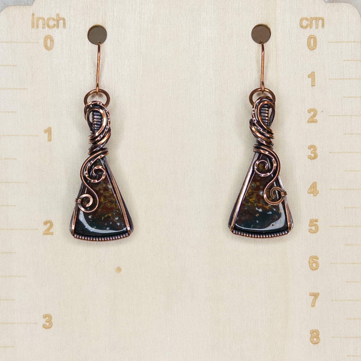 Fancy Jasper Antiqued Copper Earrings