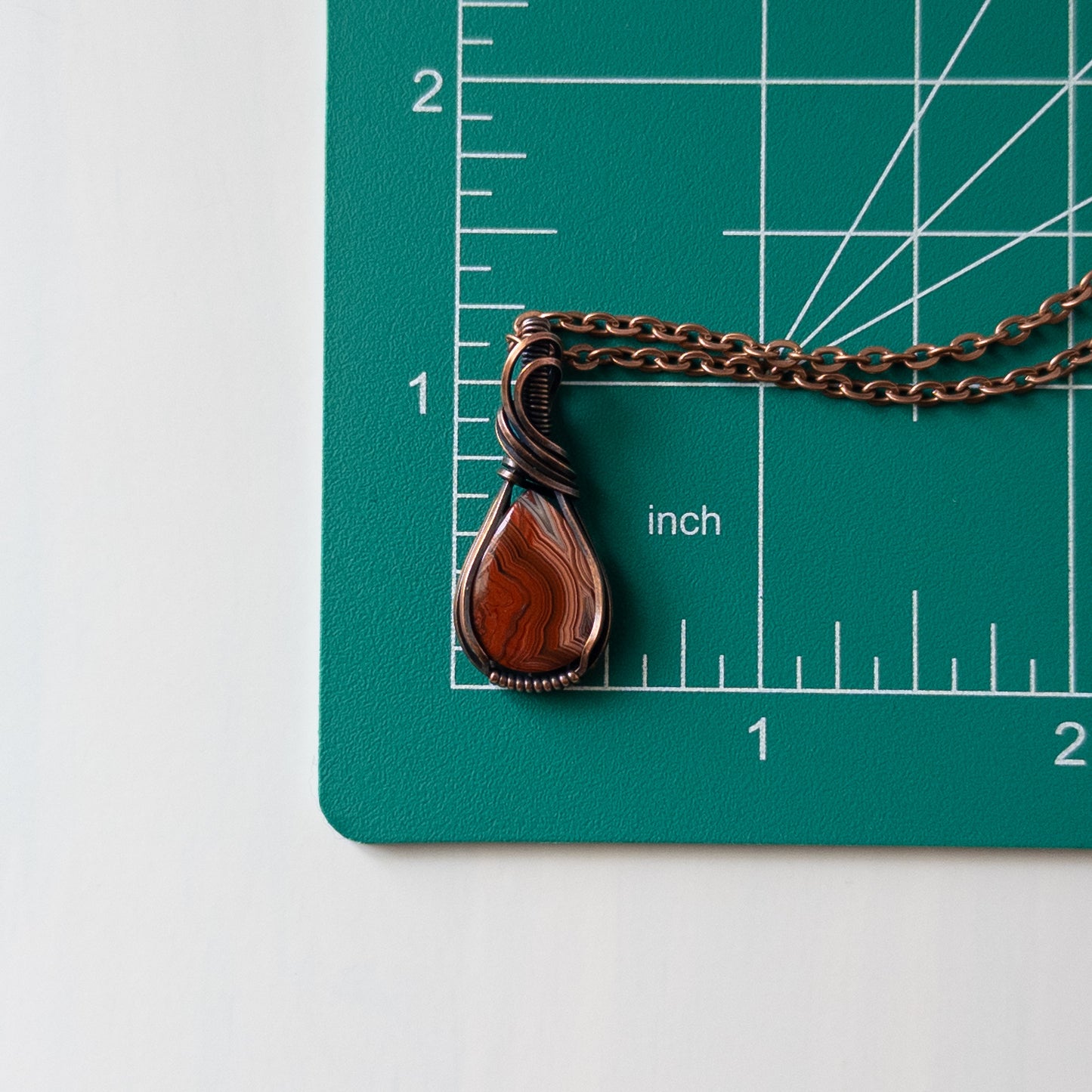 Dainty Mexican Lace Agate Copper Wrapped Pendant