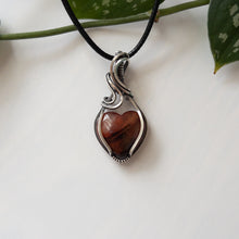 Load image into Gallery viewer, Fire Quartz Heart &amp; Sterling Silver Wrapped Pendant
