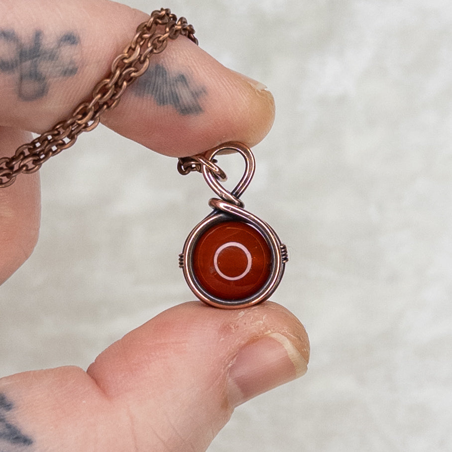 Simple Carnelian Drop Antiqued Copper Pendant