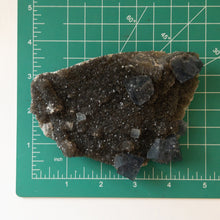 Load image into Gallery viewer, Blue Cubic Fluorite &amp; Druzy Black Chalcedony - Fujian Province, China
