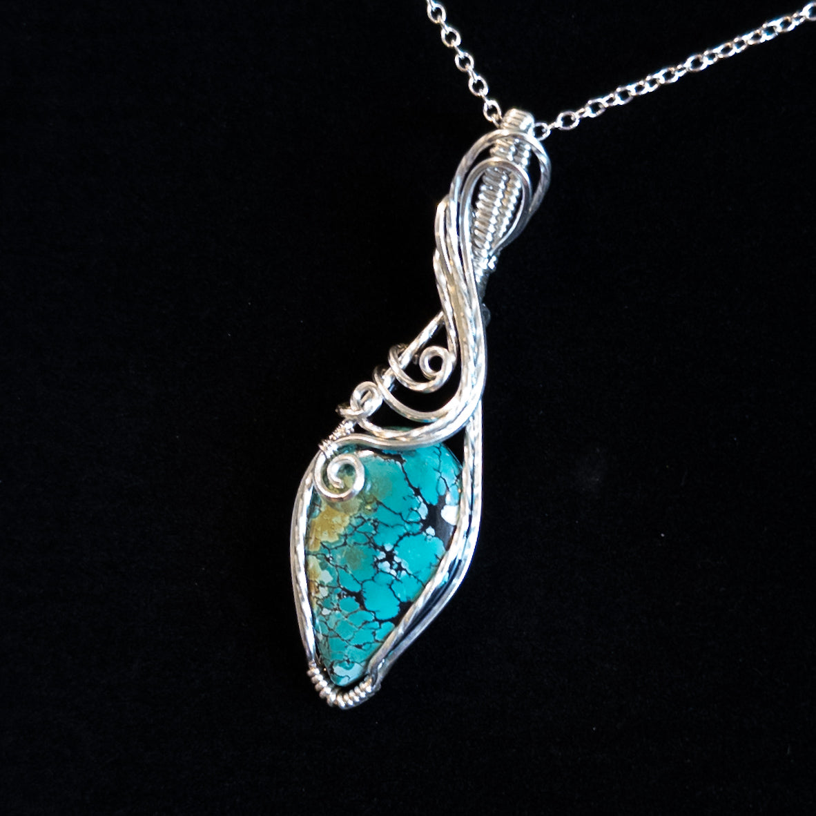 Hubei Turquoise & .925 Sterling Silver Pendant