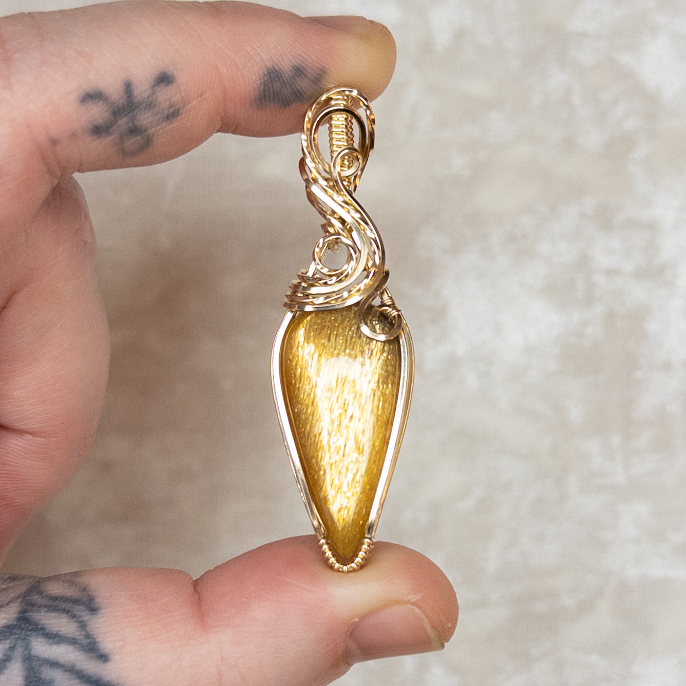 18.35ct. Meteor Shower Sunstone & 14K. Gold-Filled Pendant