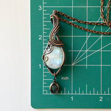 Load image into Gallery viewer, Rainbow Moonstone With Labradorite Charm Copper Wrapped Pendant
