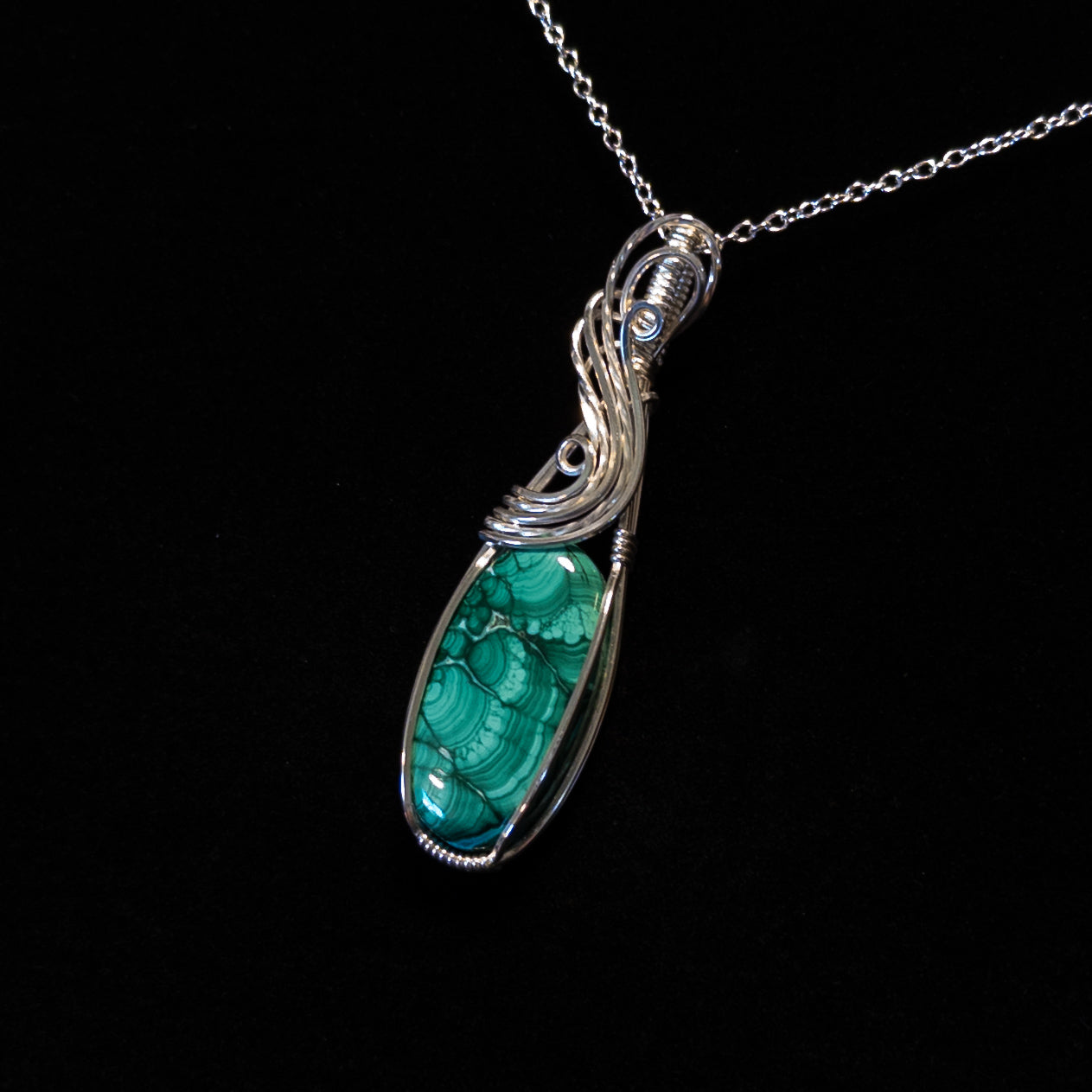 Malachite .925 Sterling Silver Pendant