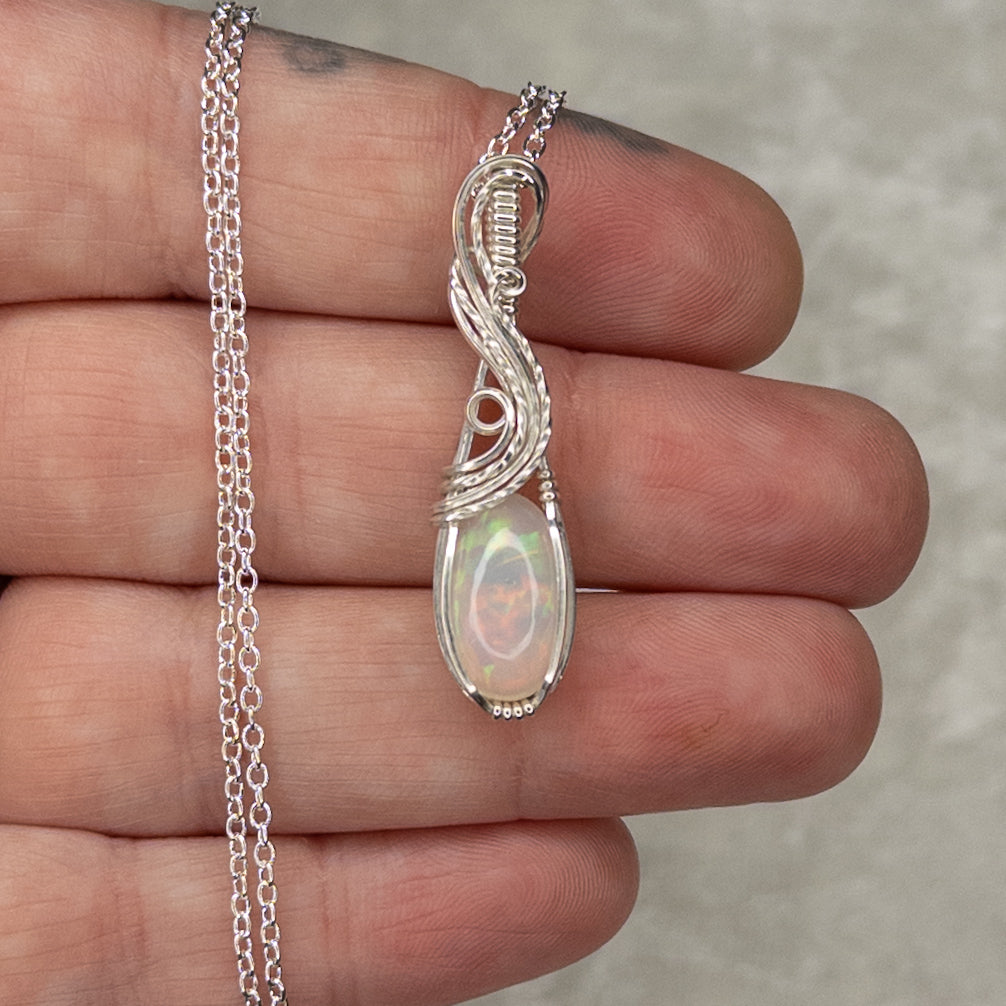 3ct. Ethiopian Opal .925 Sterling Silver Pendant