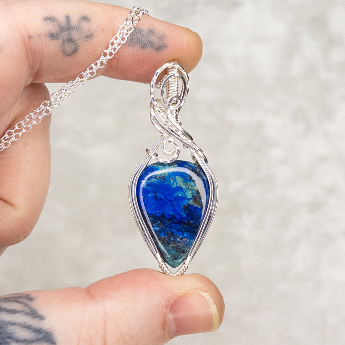 Moroccan Azurite & Malachite Sterling Silver Pendant