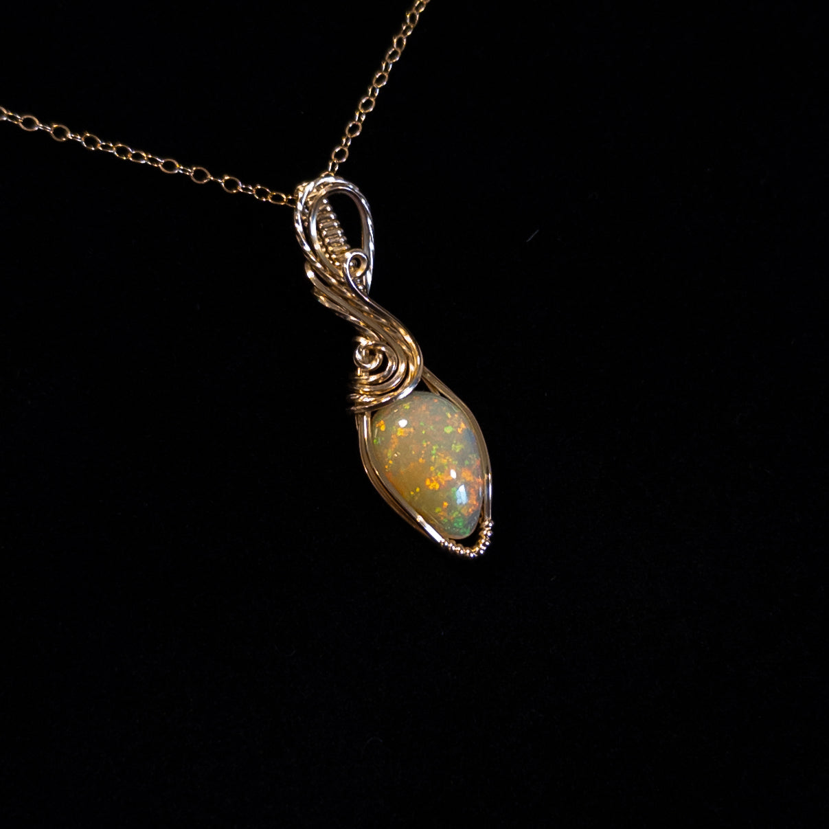 3.10ct. Ethiopian Opal & 14K. Gold-Filled Pendant