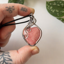 Load image into Gallery viewer, Large Rhodochrosite Heart &amp; Sterling Silver Wrapped Pendant
