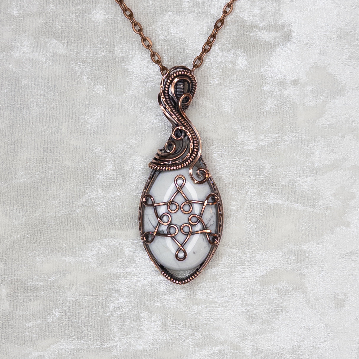 Howlite Snowflake Antiqued Copper Pendant - A