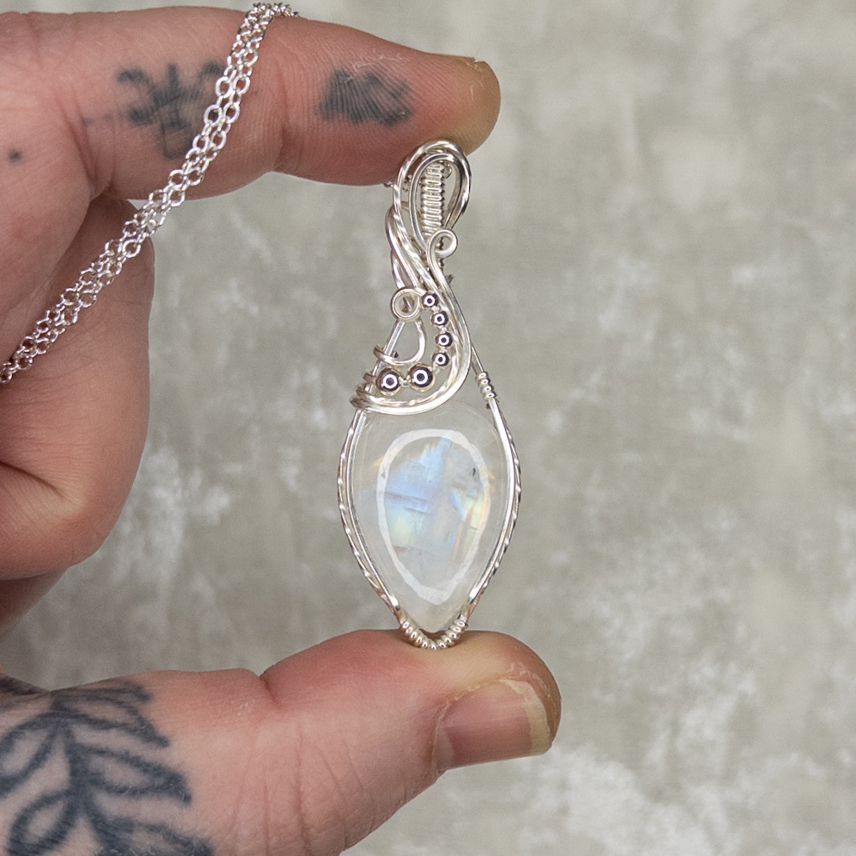 Rainbow Moonstone .925 Sterling Silver Pendant