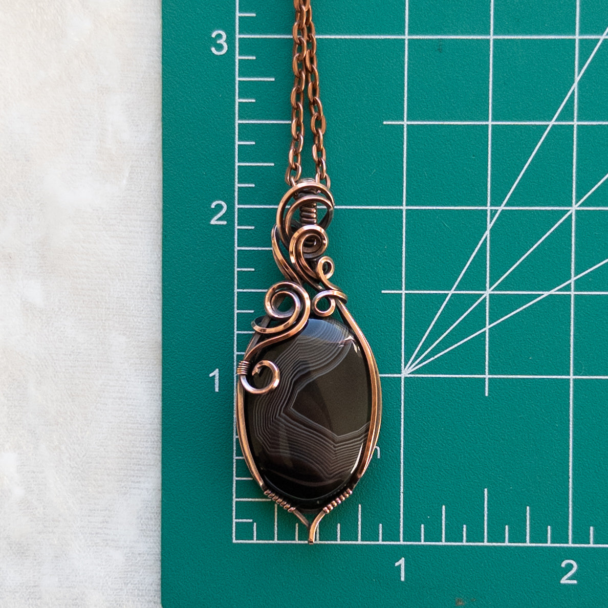 Black Onyx Antiqued Copper Pendant