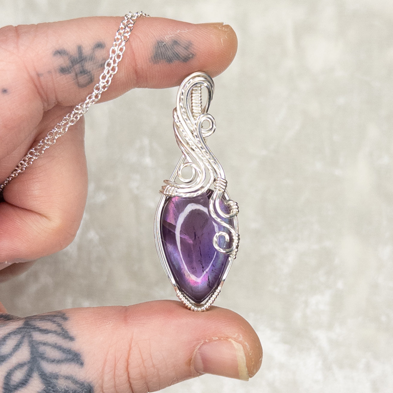 Amethyst + Mother of Pearl Doublet .925 Sterling Silver Pendant