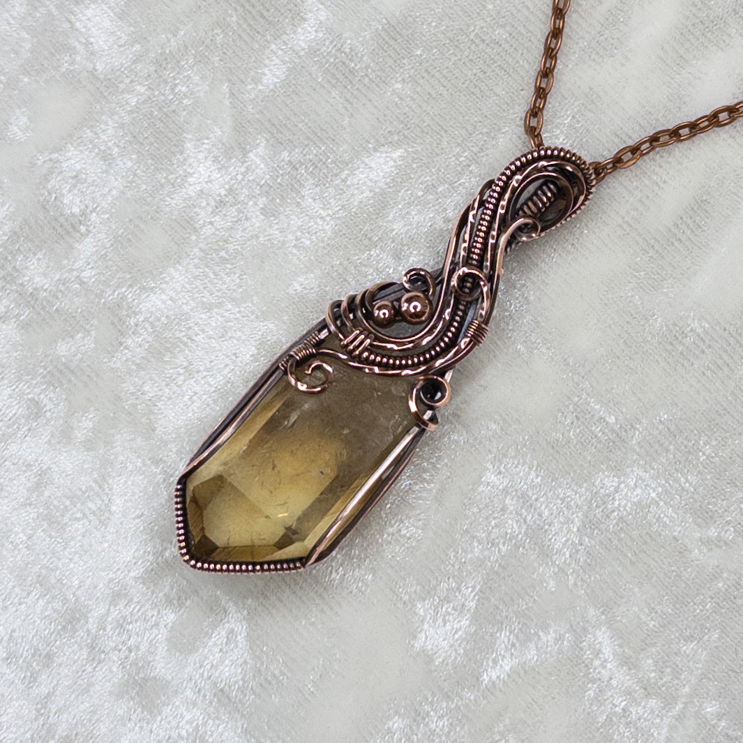 Rough Citrine Point Antiqued Copper Pendant