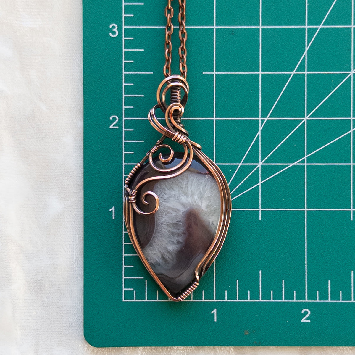 Botswana Agate & Quartz Antiqued Copper Pendant