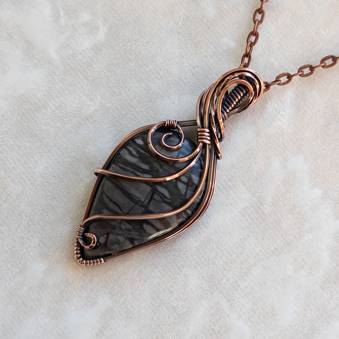 Picasso Jasper Antiqued Copper Pendant