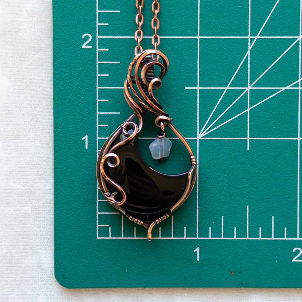 Onyx Moon & Opalite Star Antiqued Copper Pendant