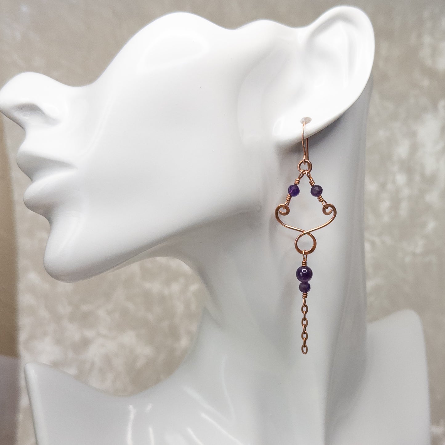 Amethyst Copper Chandelier Earrings