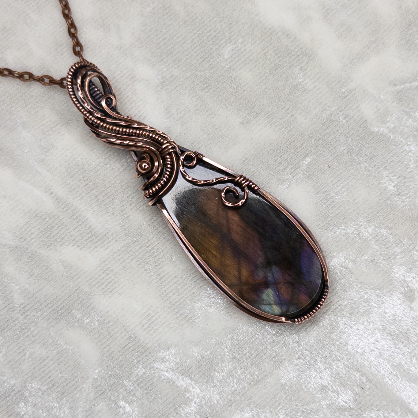 Sunset Labradorite Antiqued Copper Pendant