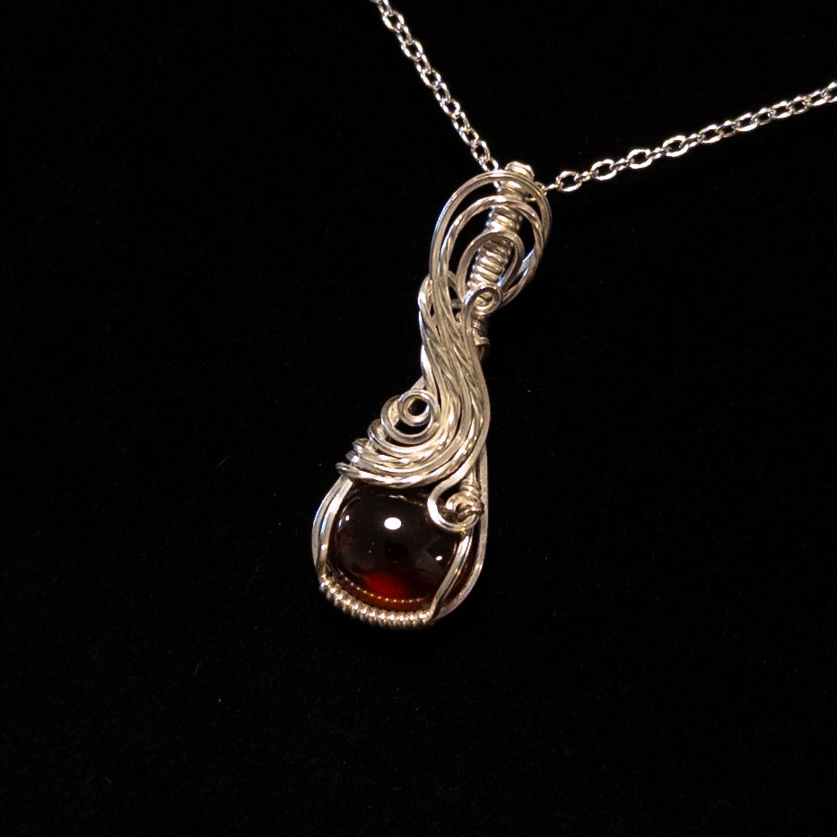 Hessonite Garnet & .925 Sterling Silver Pendant