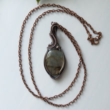 Load image into Gallery viewer, Unique Flash Labradorite &amp; Copper Wrapped Pendant
