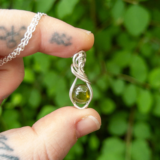 Peridot & Sterling Silver Wrapped Mini Pendant