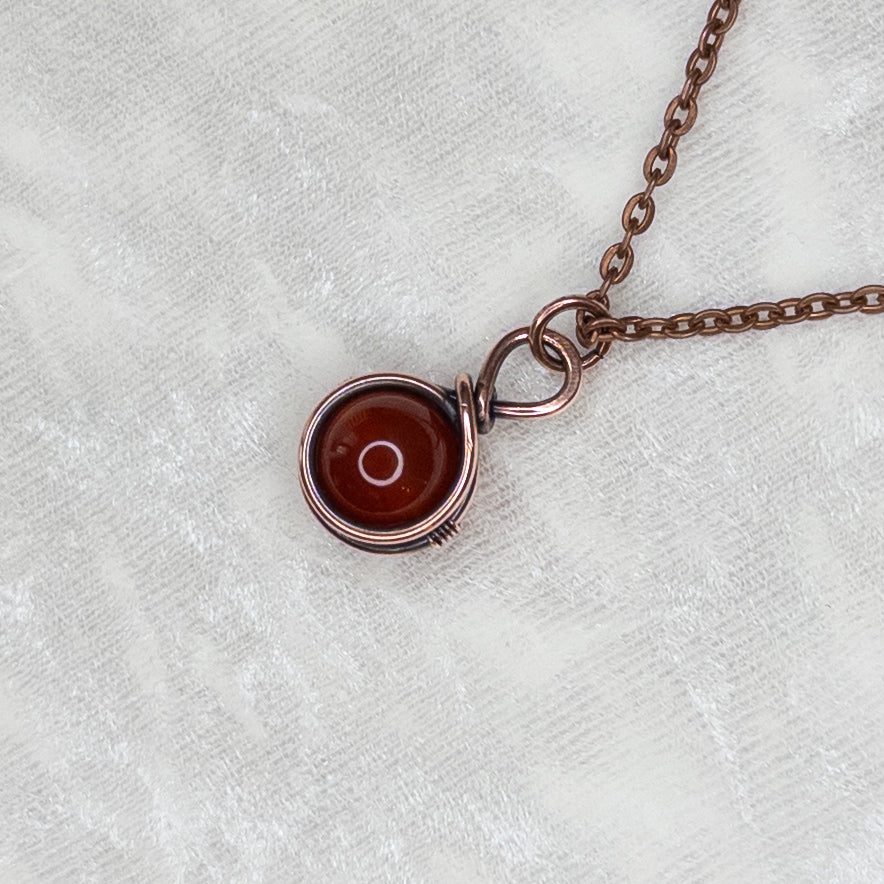 Simple Carnelian Drop Antiqued Copper Pendant