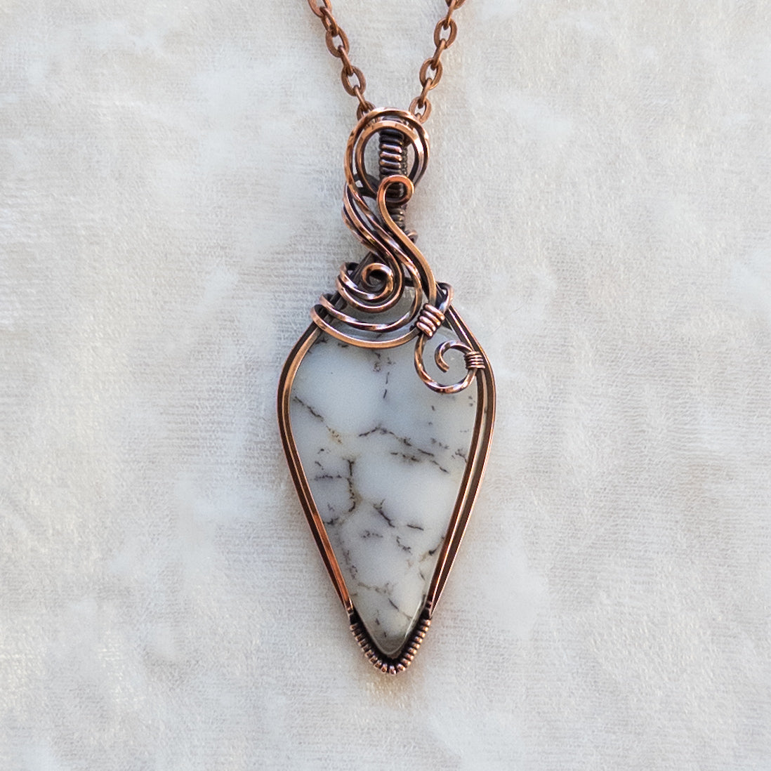 Dendritic Opal Antiqued Copper Pendant
