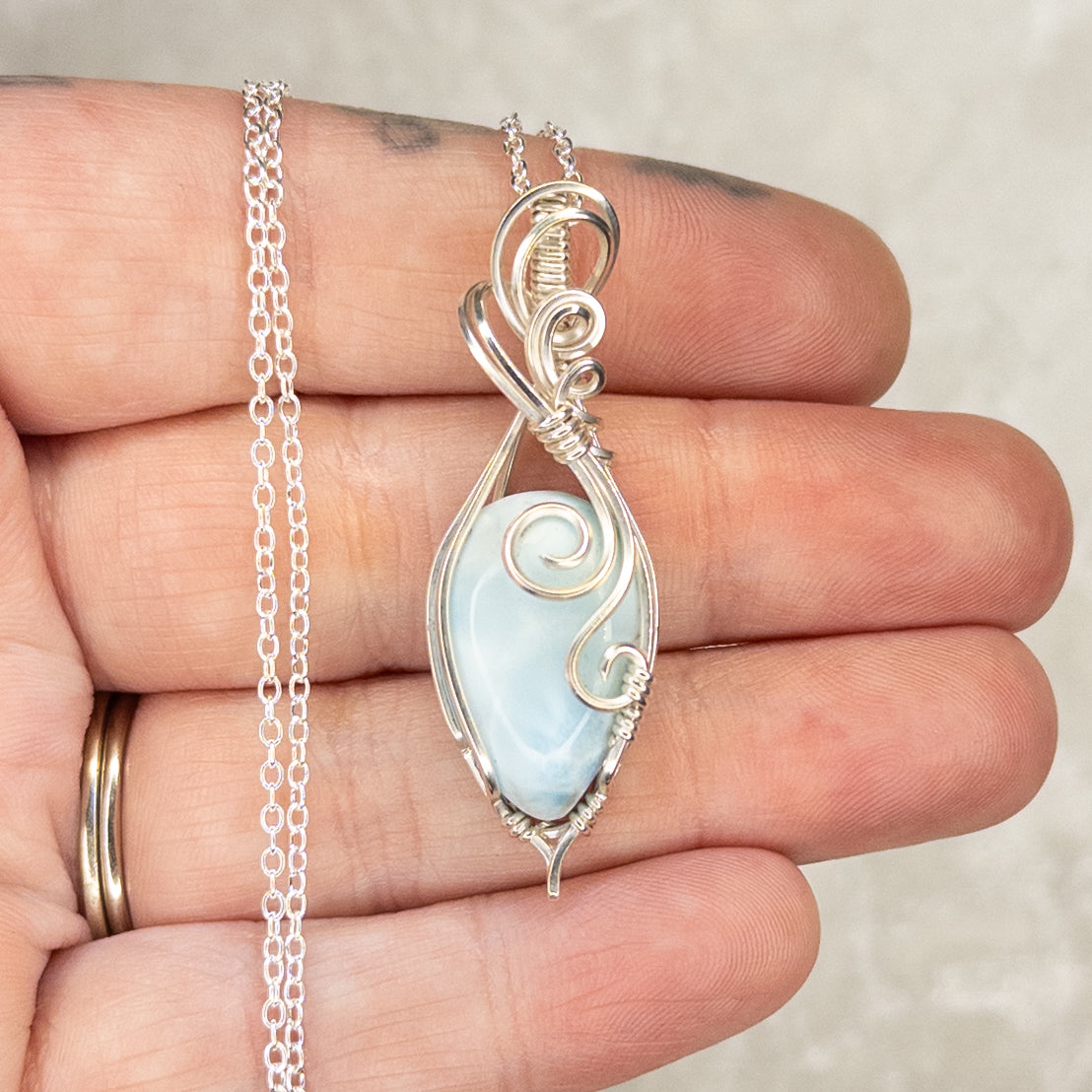 Larimar .925 Sterling Silver Pendant