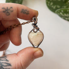 Load image into Gallery viewer, Flower Agate Heart &amp; Copper Wrapped Pendant - B
