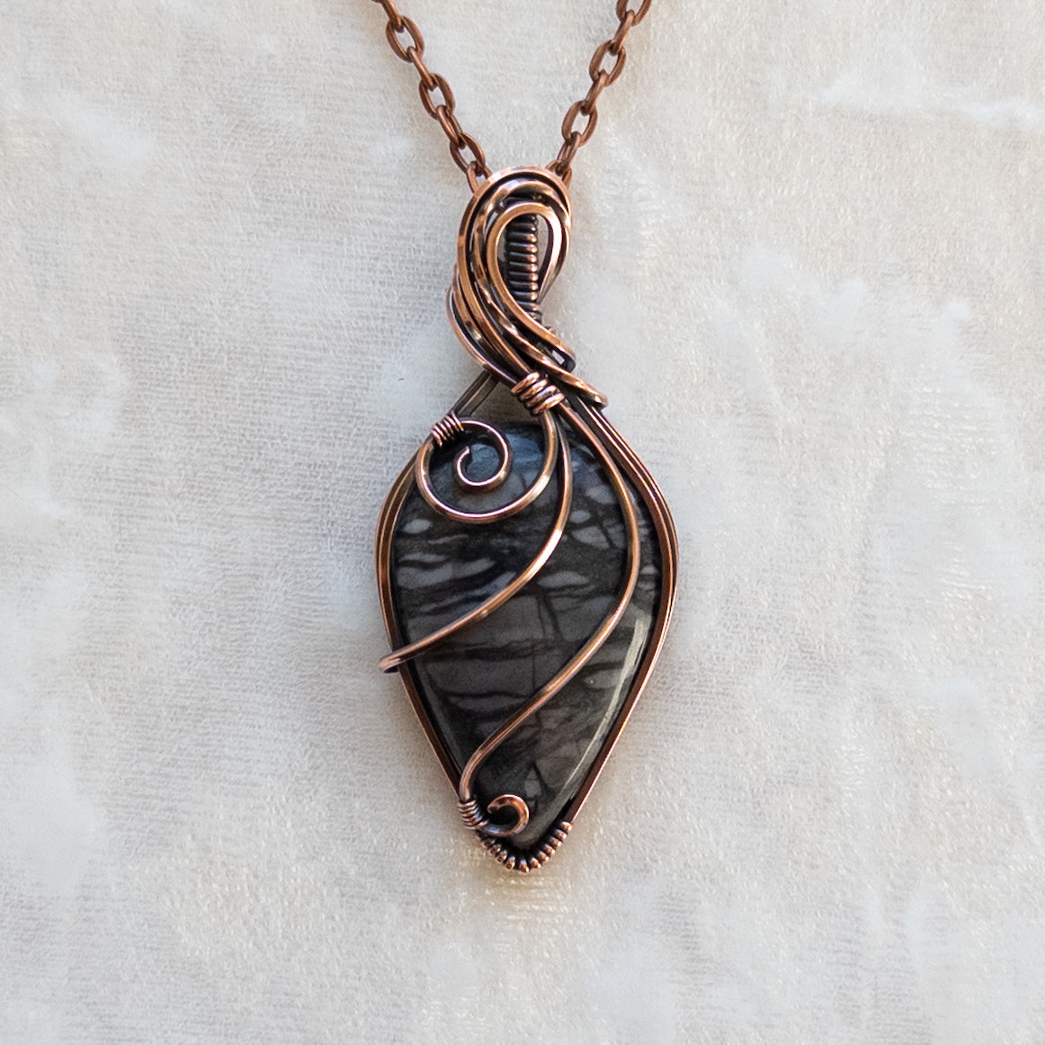 Picasso Jasper Antiqued Copper Pendant