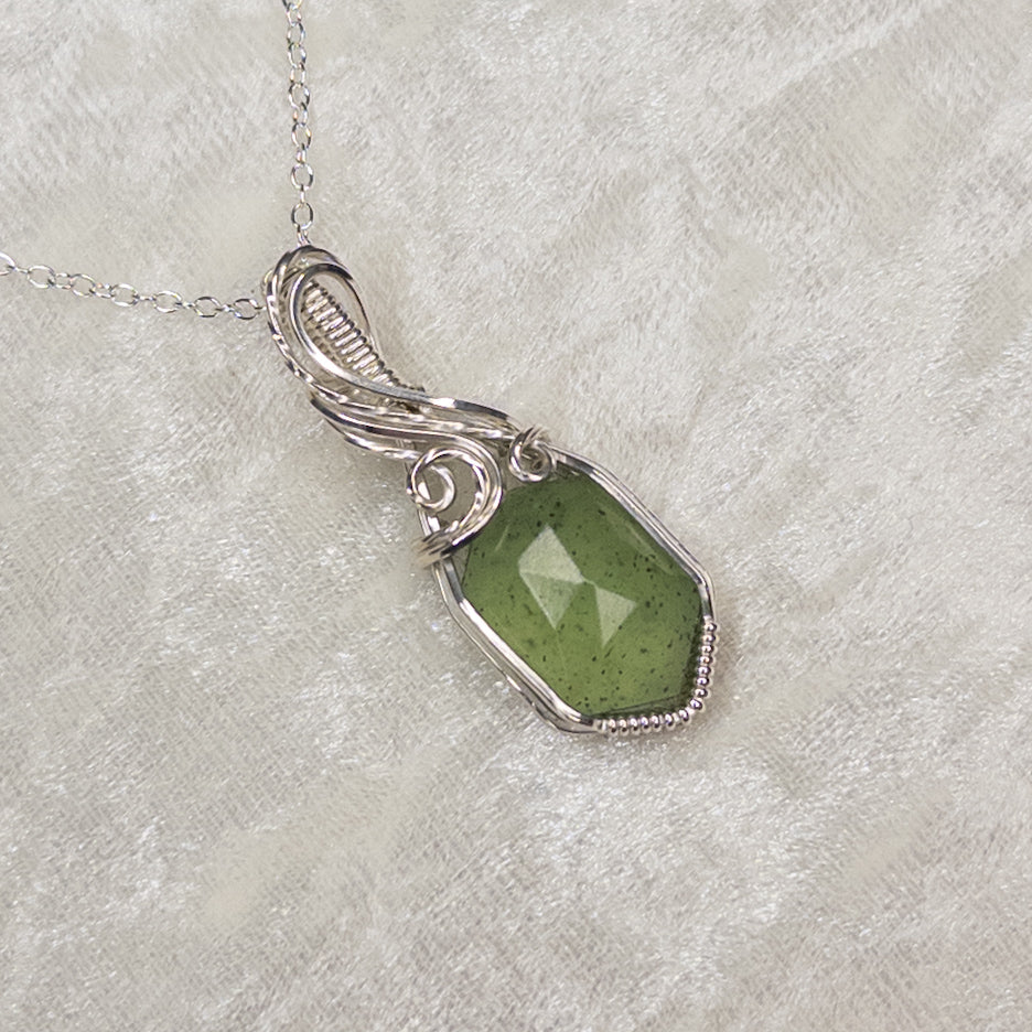 Moss Serpentine Sterling Silver Pendant