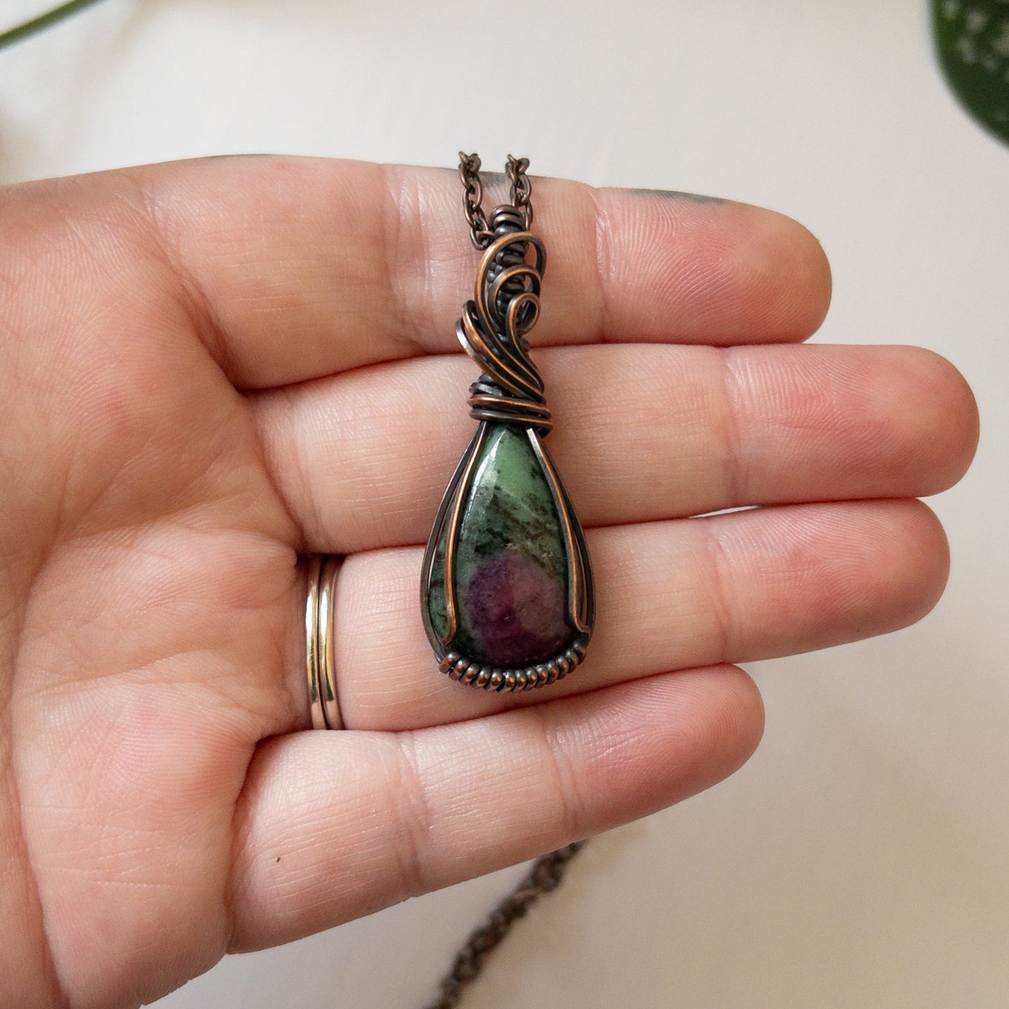 Ruby In Zoisite & Copper Wrapped Pendant