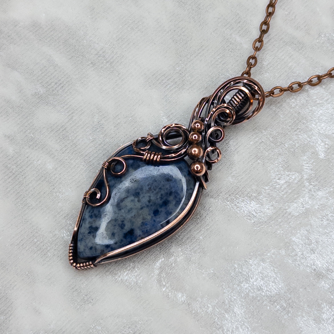 Dumortierite Antiqued Copper Pendant