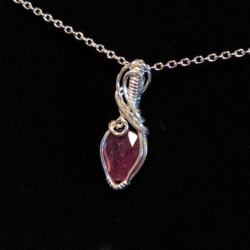 3ct. Rose-Cut Pink Sapphire .925 Sterling Silver Pendant