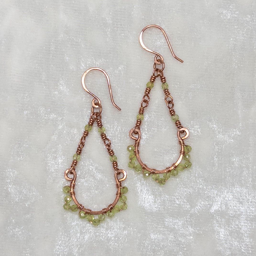 Peridot Copper Chandelier Earrings