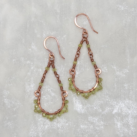 Peridot Copper Chandelier Earrings
