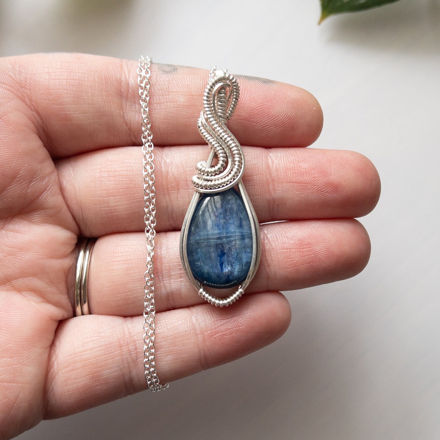 Kyanite & Sterling Silver Wrapped Pendant