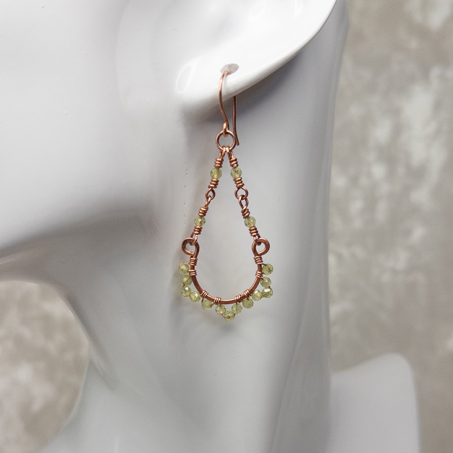 Peridot Copper Chandelier Earrings