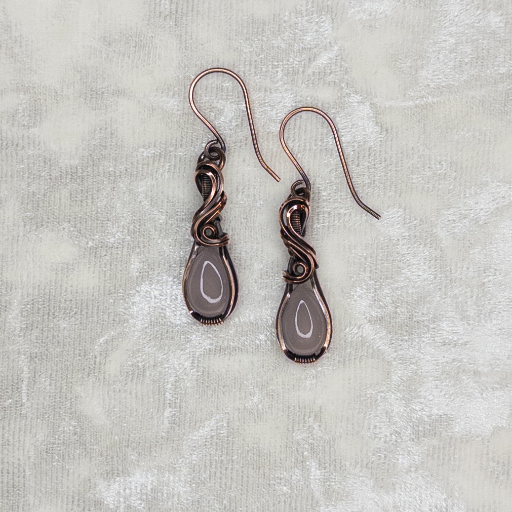 Lavender Quartz Antiqued Copper Earrings